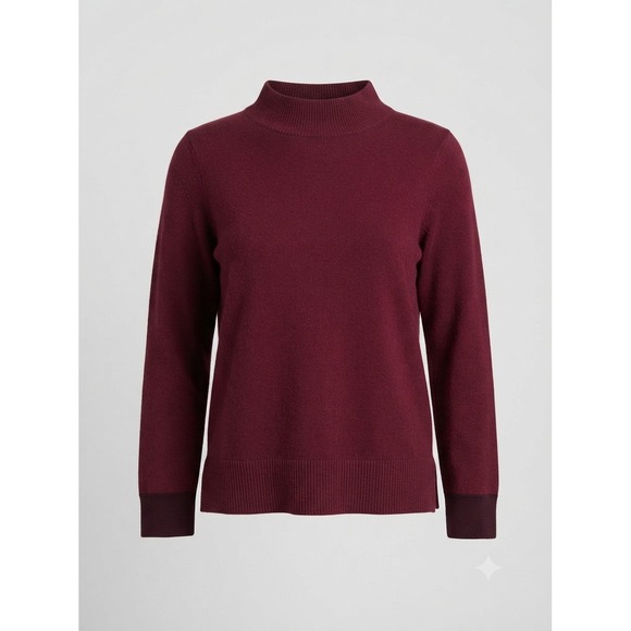 J. Jill Sweaters - J.Jill Women's Burgundy Red Mock Neck Knit Sweater Top Size S Petite Long Sleeve
